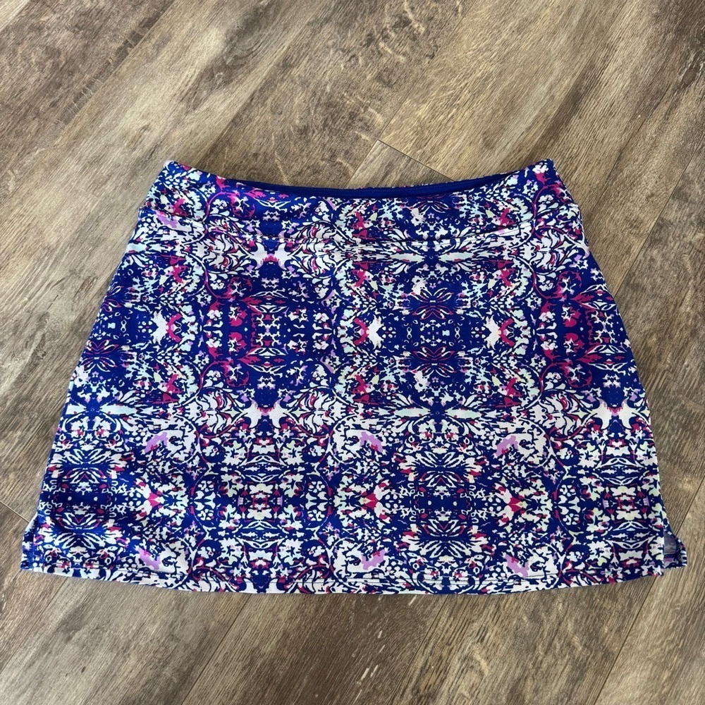 Tranquility Floral Patterned Blue, Purple, and Pink Skort